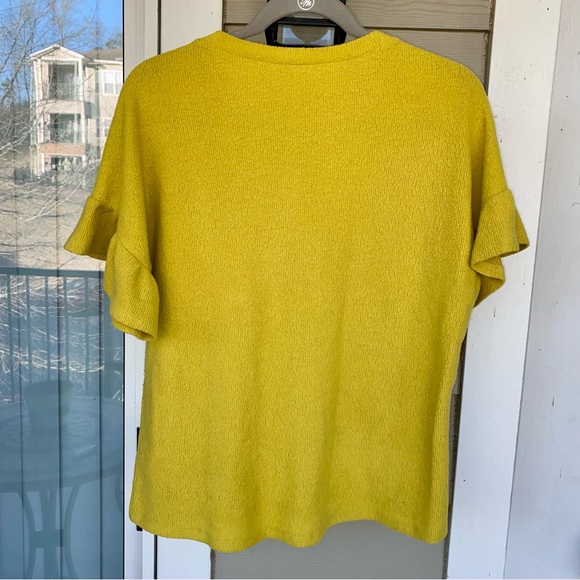 VINTAGE LAVISH Women’s Short Sleeve Ruffle Knitted Top - Picture 2 of 3